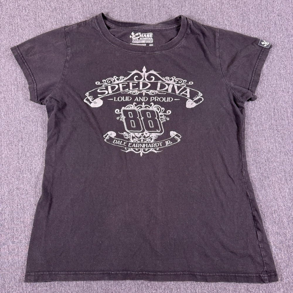 Chase Dale Earnhardt Jr 88 Speed Diva Graphic T-Shirt Womens XL Black Cotton